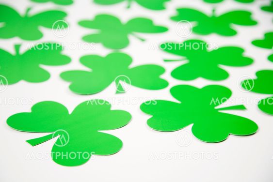 Green paper shamrocks.