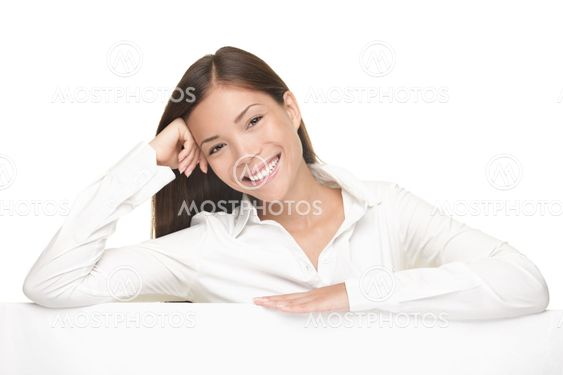 Billboard sign woman smiling friendly