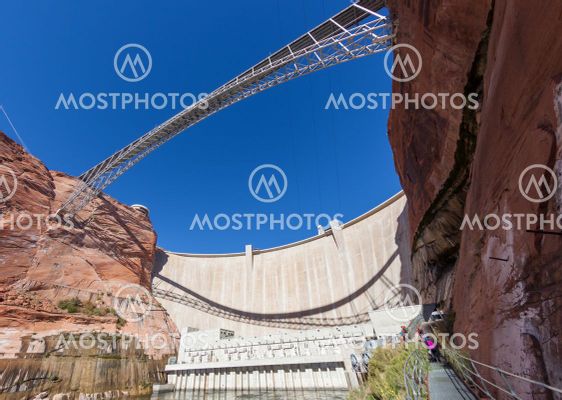 Glen Canyon Dam and Bridge with Tourists