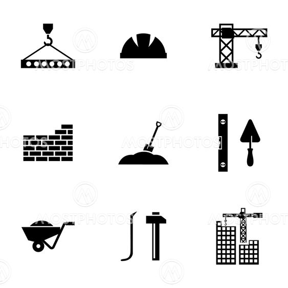 Vector black construction icons set