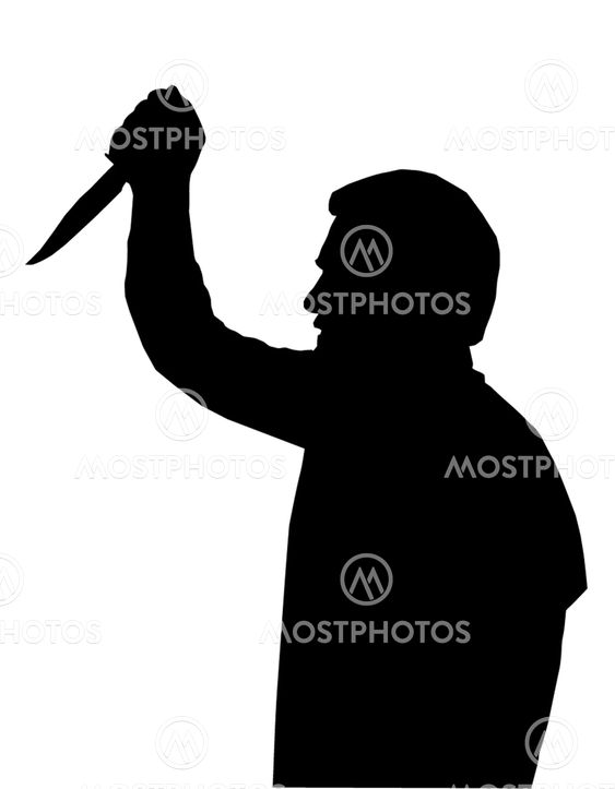 Silhouette of man Stabbing Victim