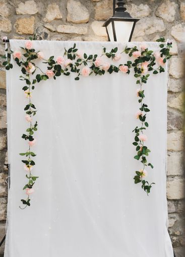 Arch decoration of flowers on white background for...