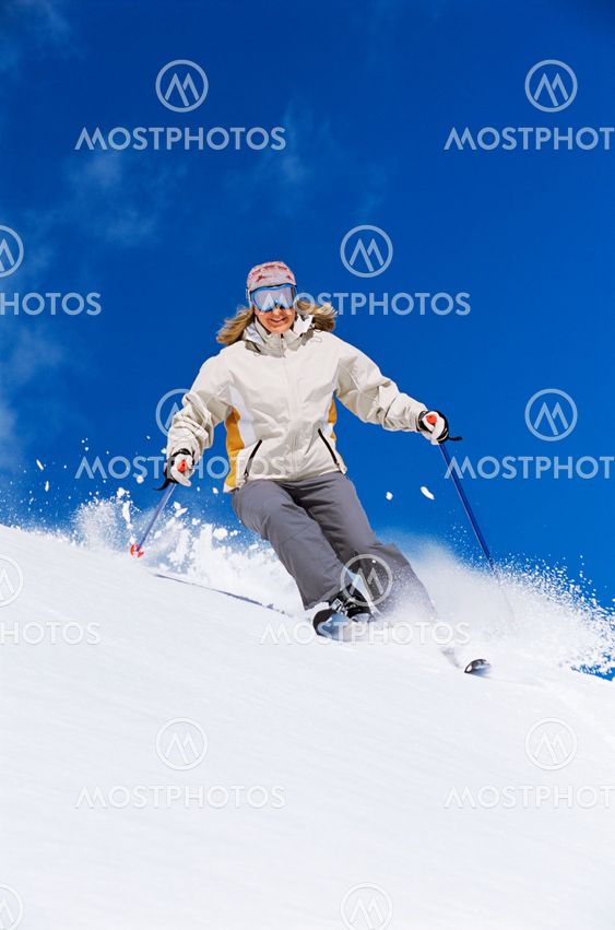 Young woman skiing