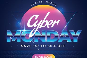 Retro futuristic cyber monday