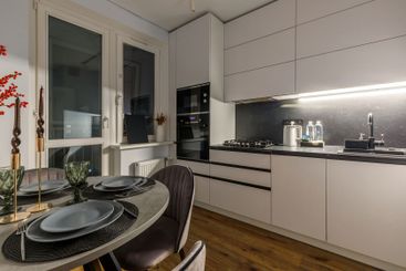 Elegant Dining Set in a Modern Kitchen with Natural Light