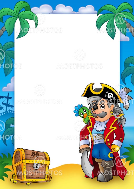 Frame with noble corsair and chest