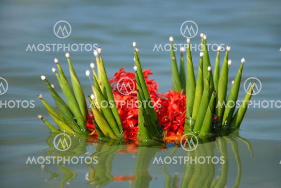 a wreath into the sea