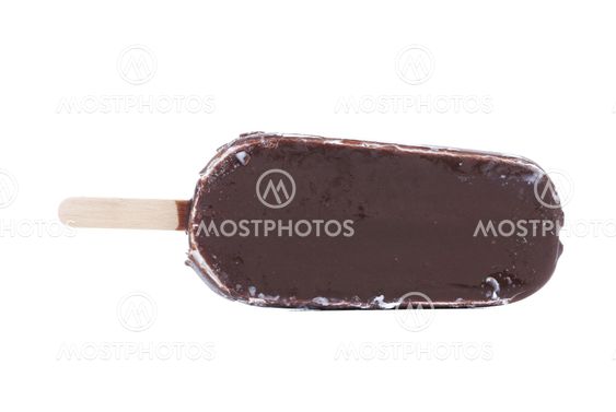 One chocolate vanilla ice cream on stick.