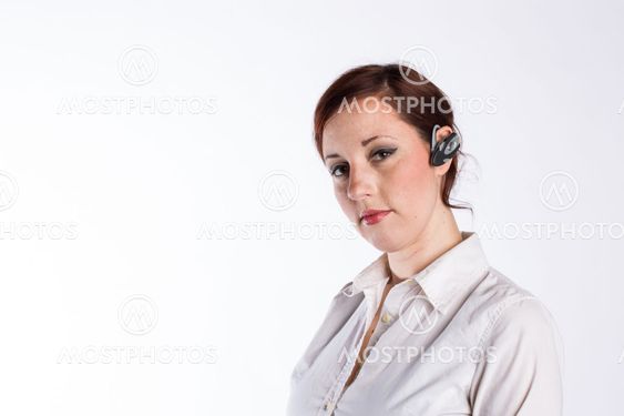 Woman with Bluetooth Headset