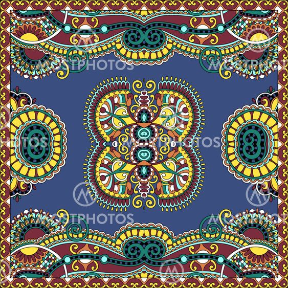 Traditional ornamental floral paisley bandanna. You can use this pattern in the design of carpet, shawl, pillow, cushion