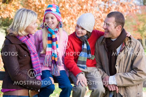 Family on autumn walk