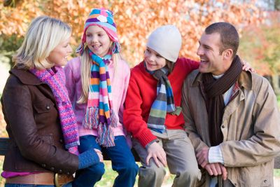 Family on autumn walk