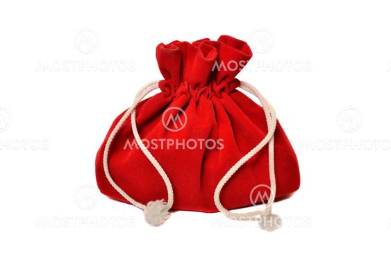 Red bag with gifts from Santa Claus