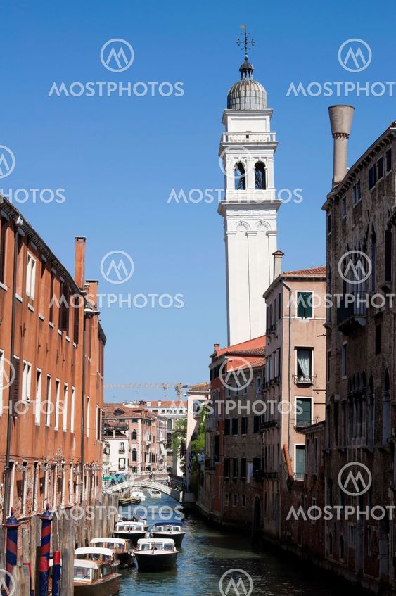 Canal and tower Venice, Italy