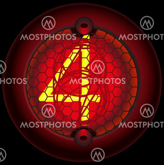 Digit 4 (four). Nixie tube indicator