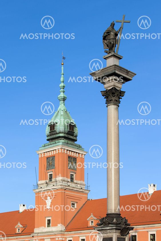 Sigismund Column and Royal Castle in Warsaw