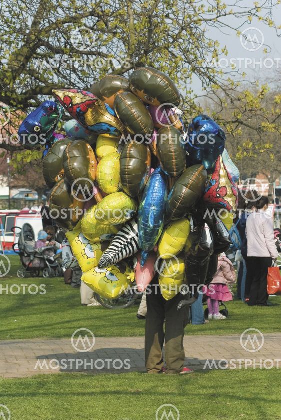 man with balloons