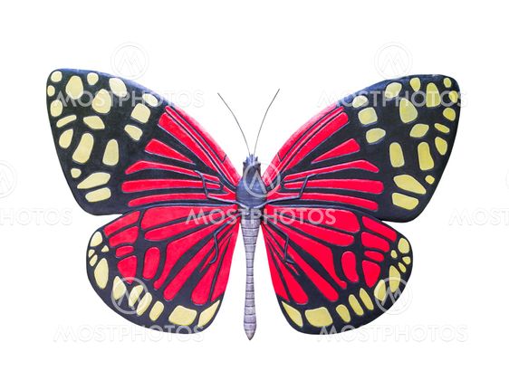 Butterfly statue isolated on white