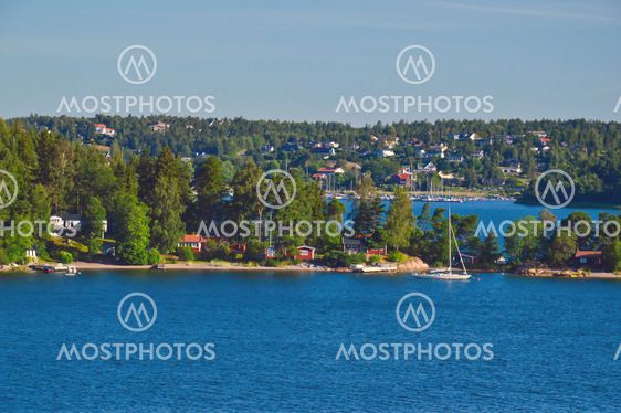 Swedish settlements on islets of Stockholm Archipelago in Baltic Sea, Sweden
