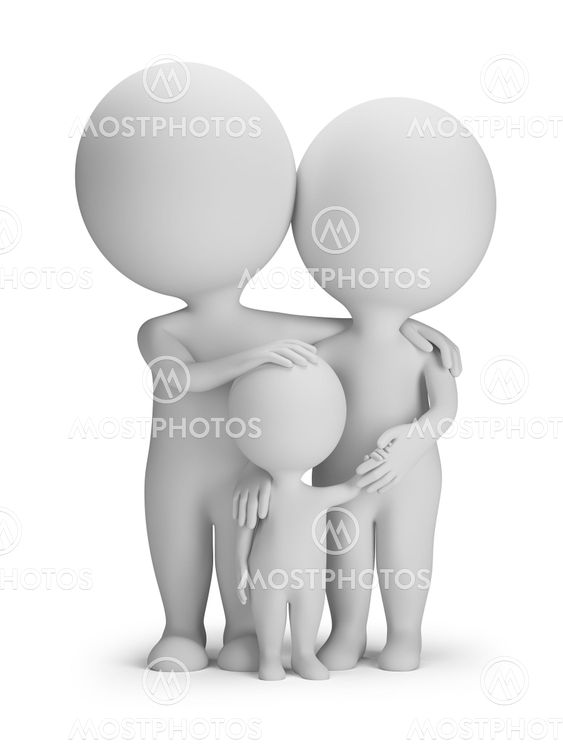 3d small people - young family