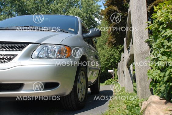 Grey minivan
