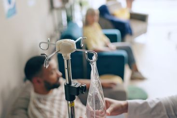 Hospital, healthcare and closeup of IV drip for...