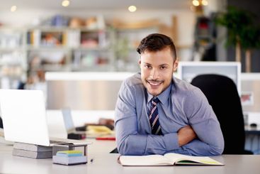 Portrait, notebook and planning with business man in...