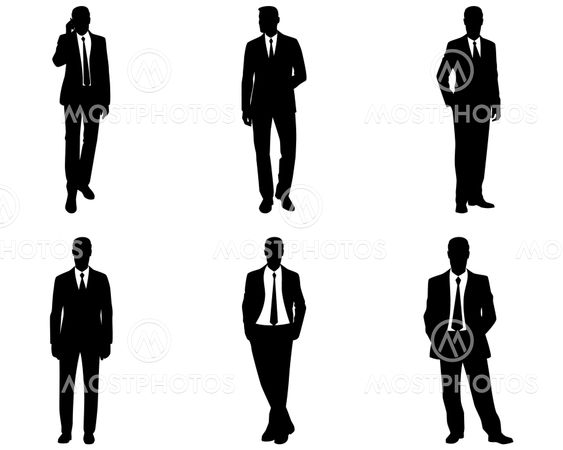 Six businessmen silhouettes