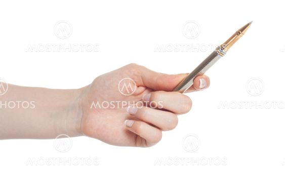 Woman hand holding pen