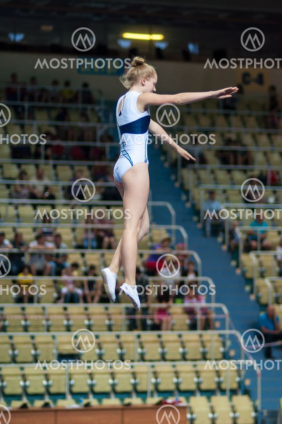 Jumping on a trampoline