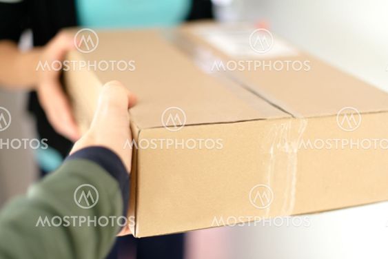 Woman receiving parcel