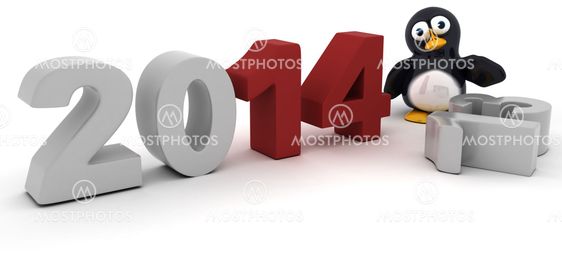 penguin character bringing in the new year