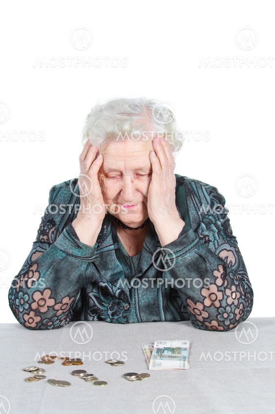 Poor Grandma with Russian money.