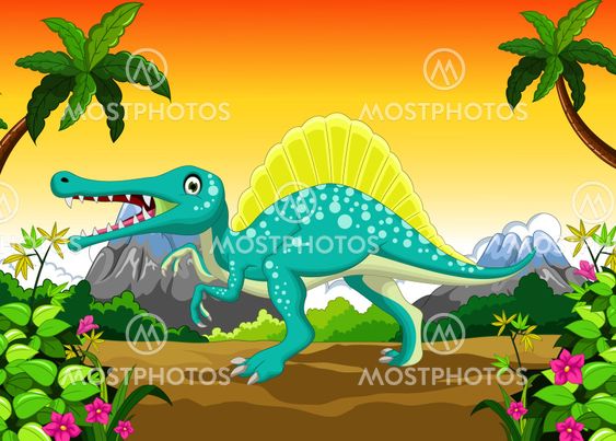 dinosaur cartoon in the jungle