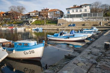 Sunset panorama of the port of Sozopol, Bulgaria