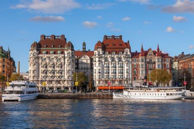 view on the harbor part of Stockholm city. Gamla Stan...