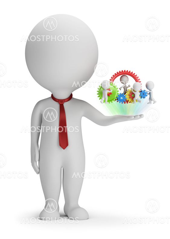 3d small people - manager and his team