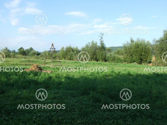 Empty haystack at Costesti, Romania