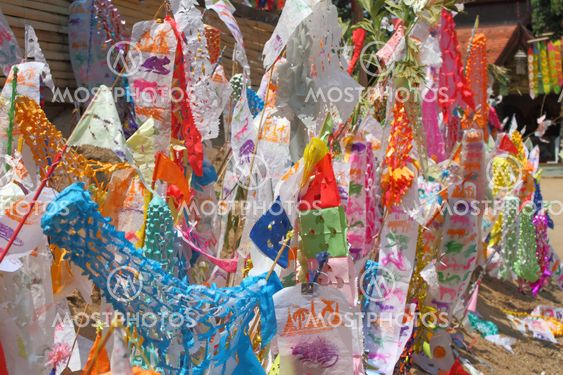 Color paper flag for Buddha worship