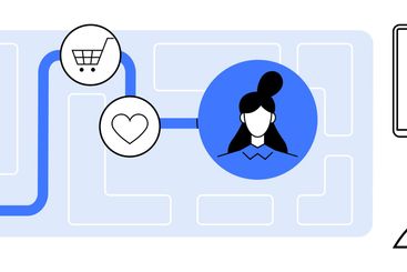 Customer Journey Through Digital Marketing Icons with...