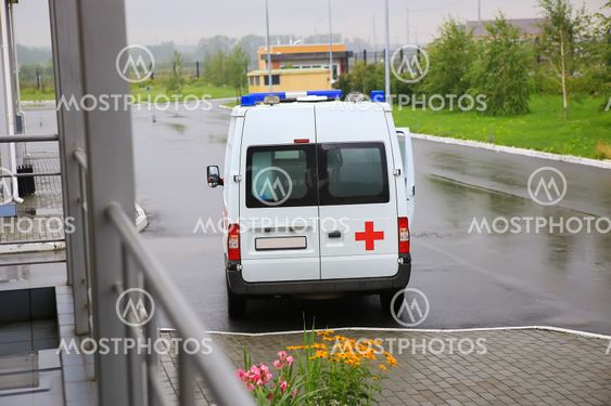 ambulance on parking near hospital