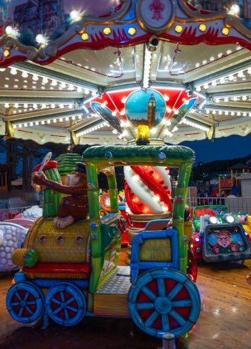 A colourful ferris wheel in Luna park during night.