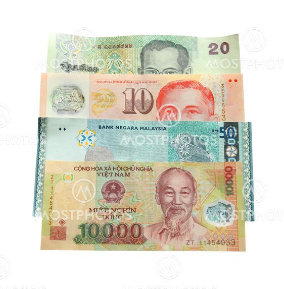 Asian currency isolated on white background