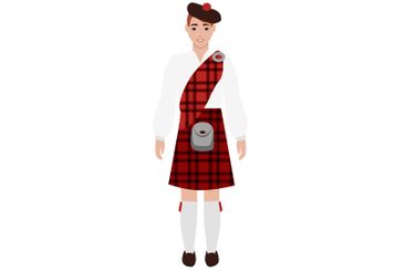 Traditional Scottish Attire Featuring a Person in a Red...