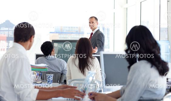Male manager explaining a business project