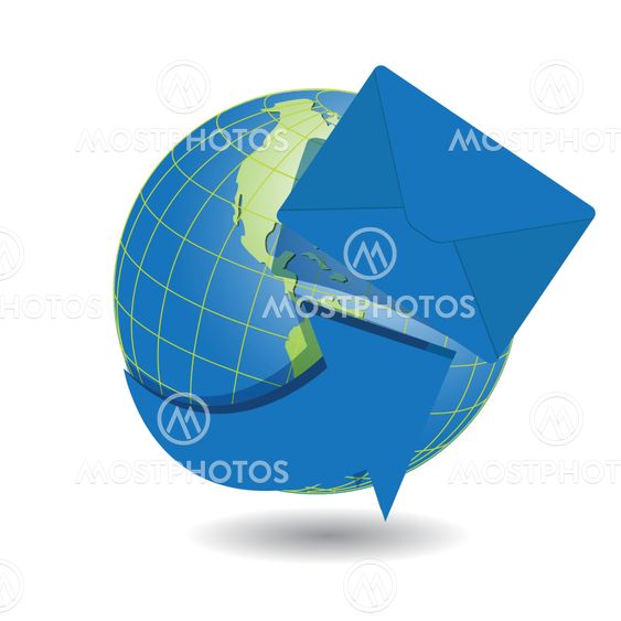 globe and blue envelope