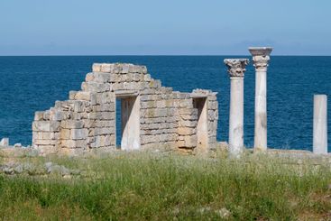 Ruins of ancient Christian basilica. Chersonesos