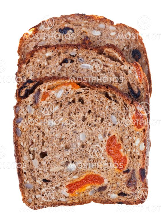 pieces of wholegrain bread with dried fruits