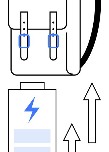 Backpack with Battery Charging Concept and Arrows...