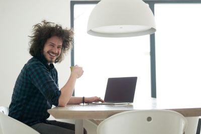 man working from home